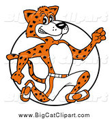 Big Cat Cartoon Vector Clipart of a Athletic Cheetah Running over a Circle by LaffToon