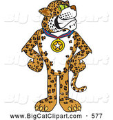 Big Cat Cartoon Vector Clipart of a Cute Cheetah, Jaguar or Leopard Character School Mascot Wearing a Medal by Mascot Junction