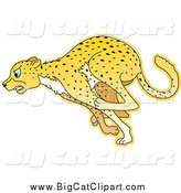 Big Cat Cartoon Vector Clipart of a Running Cheetah in Profile by Lal Perera
