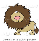Big Cat Clipart of a Big Male Lion with a Fluffy Mane Looking at the Viewer by Djart