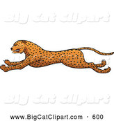 Big Cat Vector Clipart of a Friendly Running Cheetah in Profile by Paulo Resende